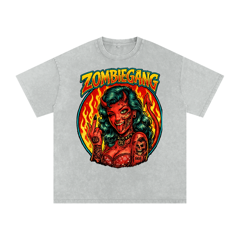 Thumbnail: SHE DEVIL Snow Washed Oversized Cotton T-Shirt