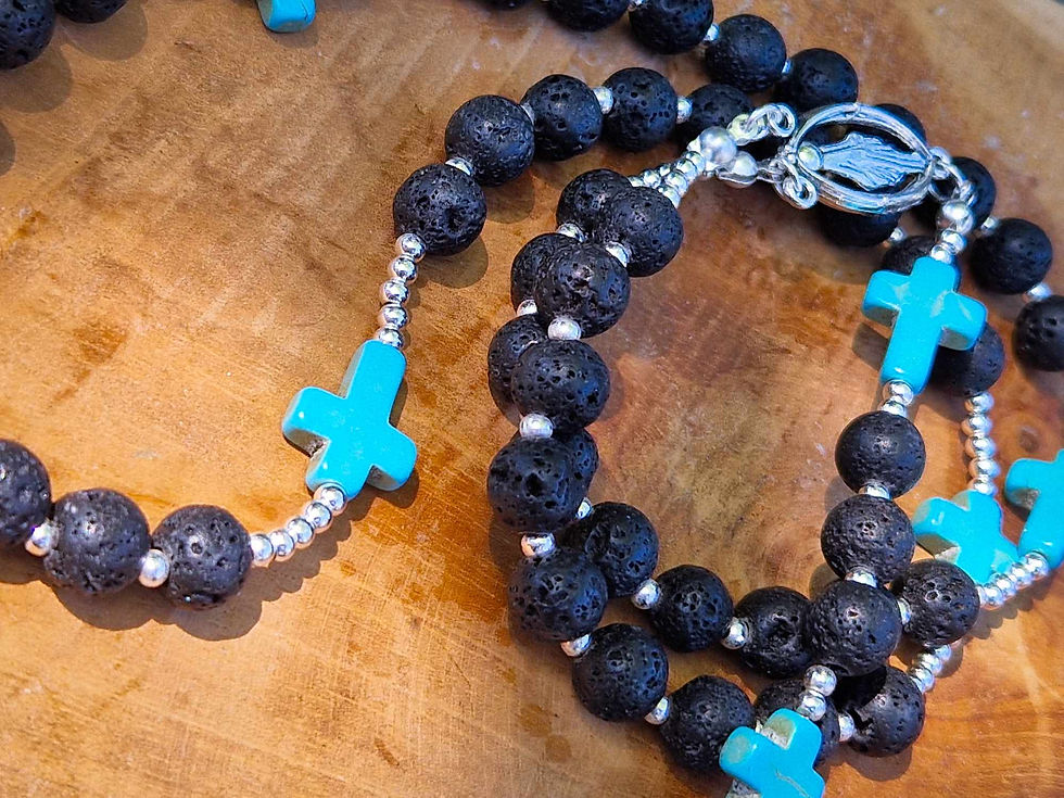 Miniature : CHAPELET TURQUOISE et PIERRE DE LAVE