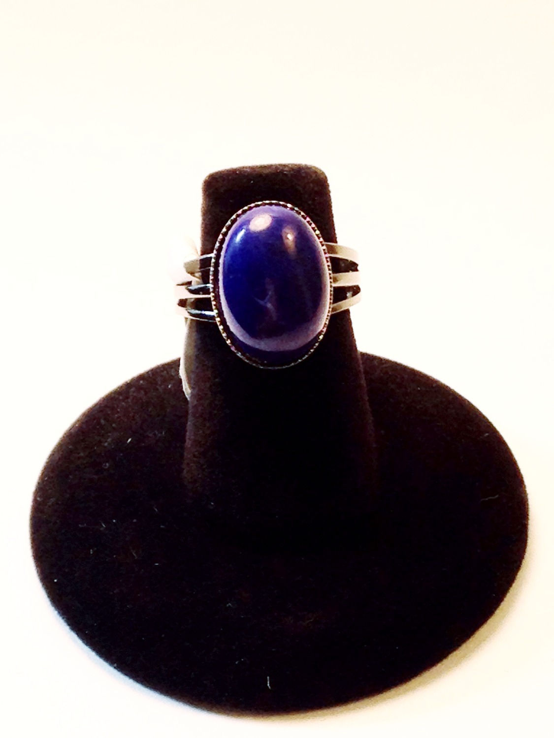 Gunmetal Band Howlite Lapis Ring