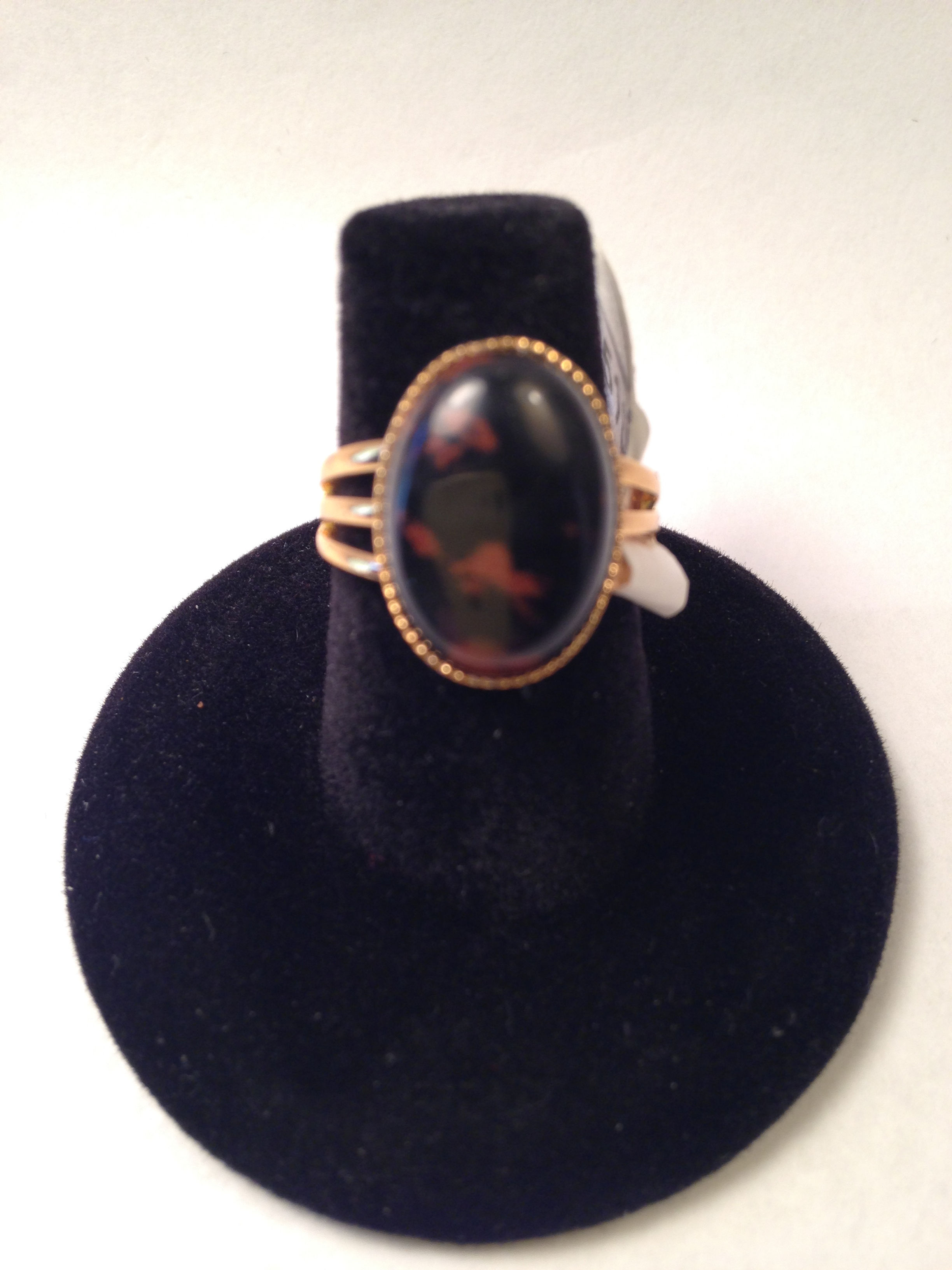 Gold Band Mahogany Obsidian Ring