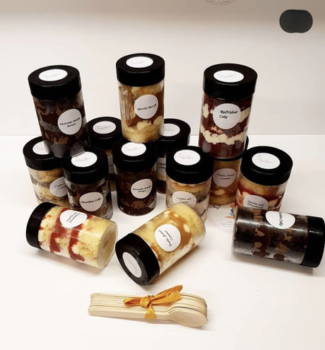 Jar of different cake flavours
