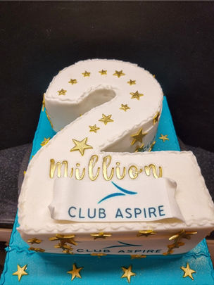 Number 2 cake in blue and gold