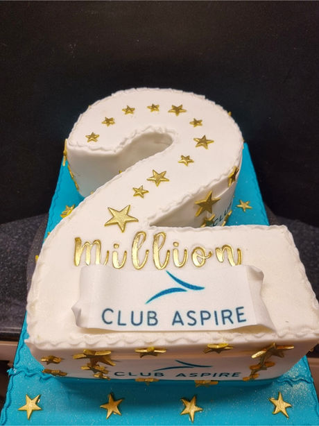 Number 2 cake in blue and gold