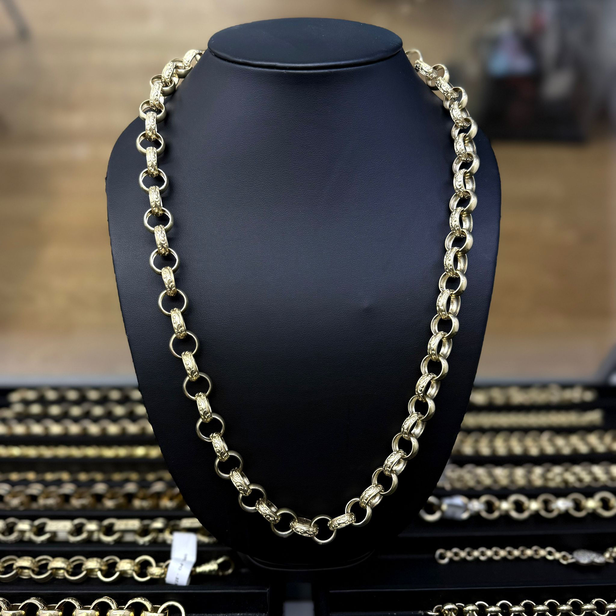 9ct Plain & Patterned Belcher Chain (Collection Only)