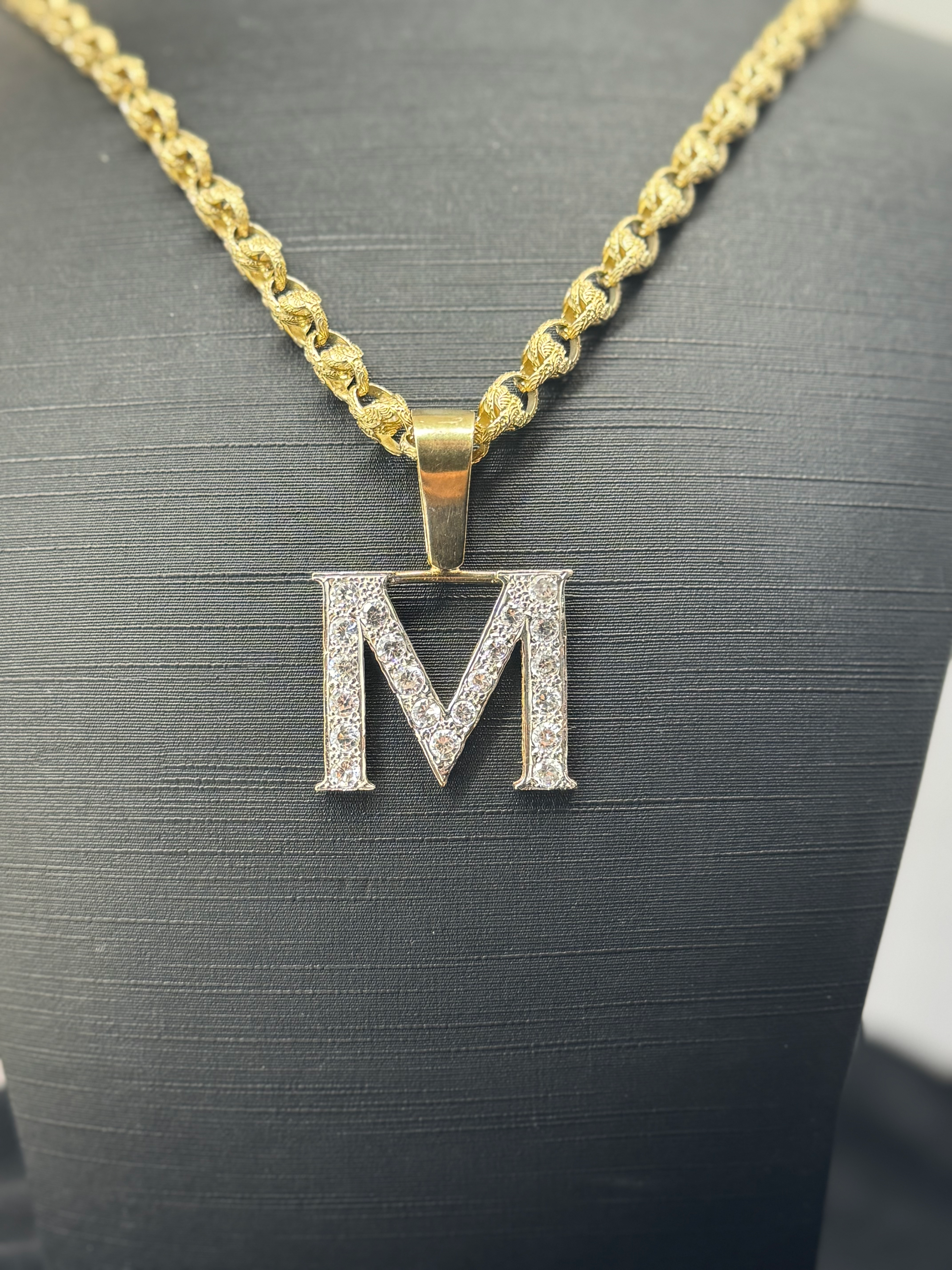 9ct Stone Set Initial M Pendant 