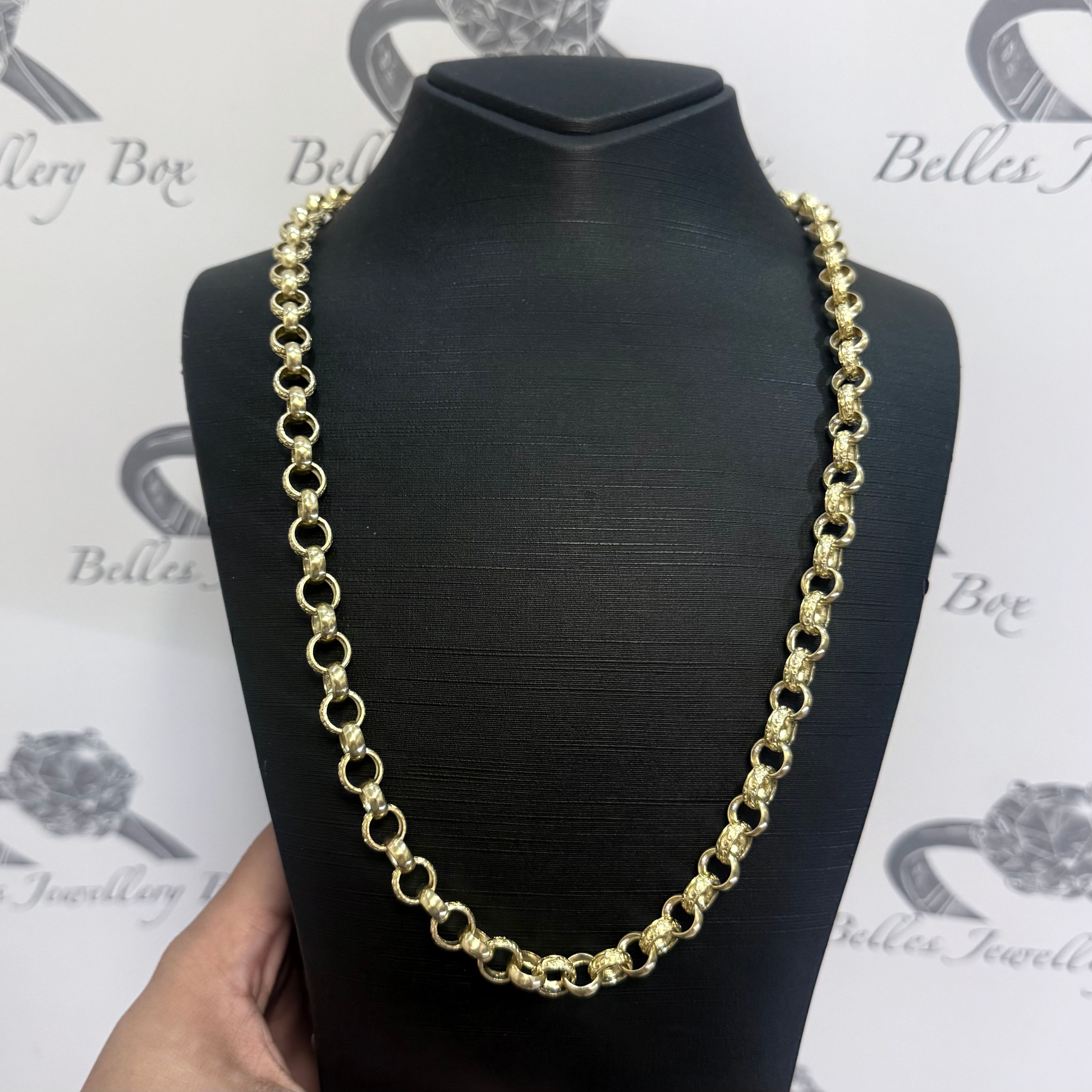 9ct Plain and Patterned Belcher Chain
