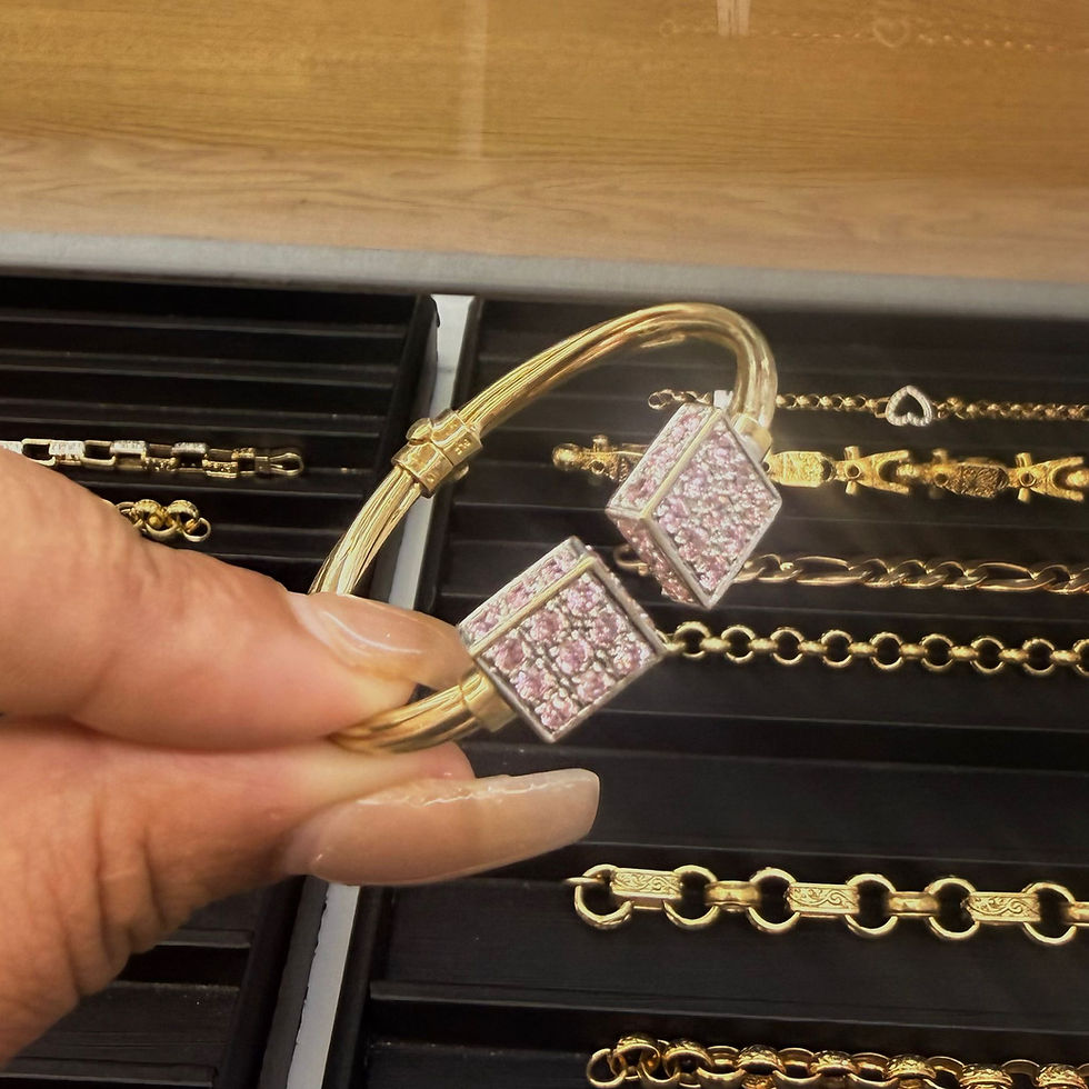 Thumbnail: 9ct Stone Set Square Torque Bangle