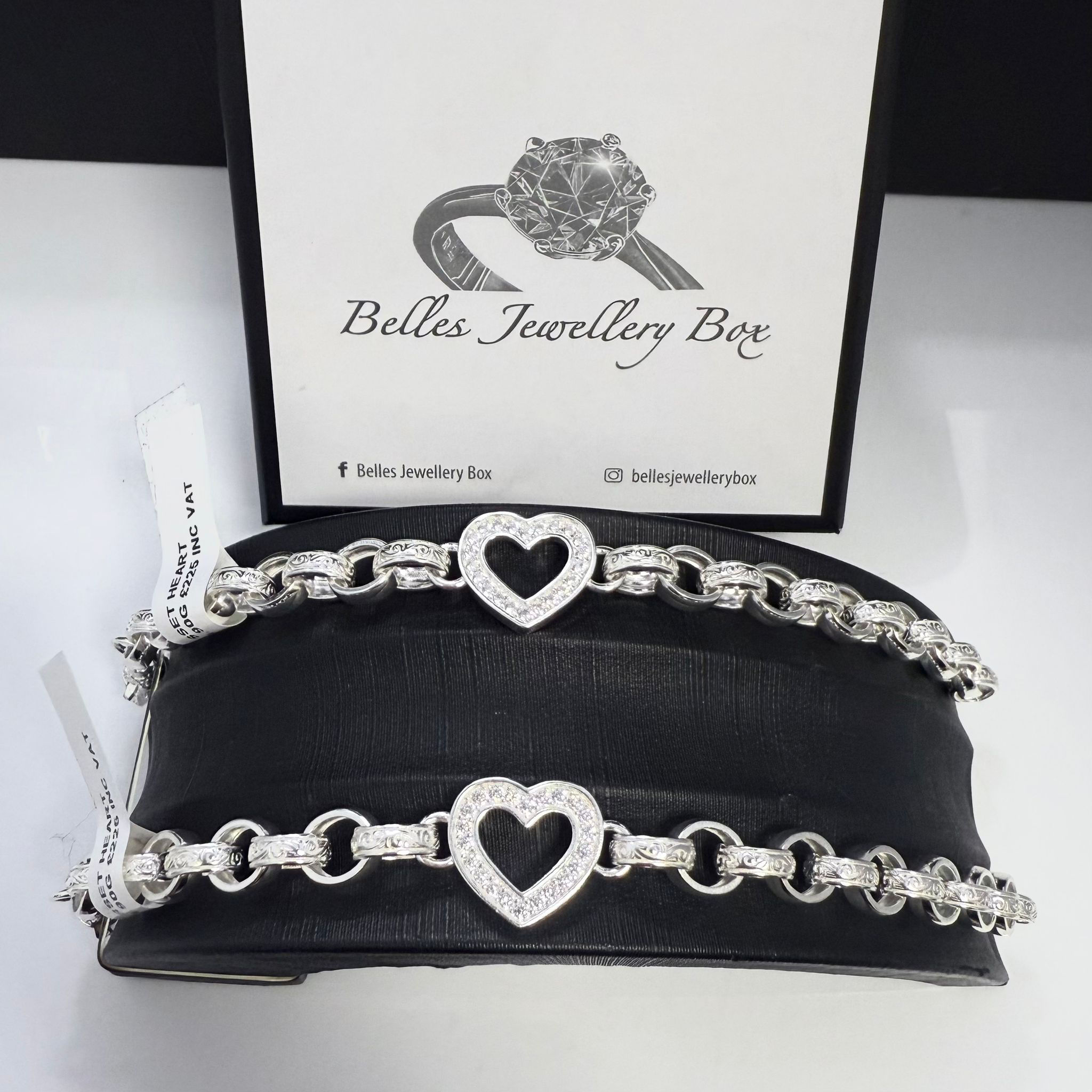 925 Sterling Silver P&P Stone Set Heart Belcher