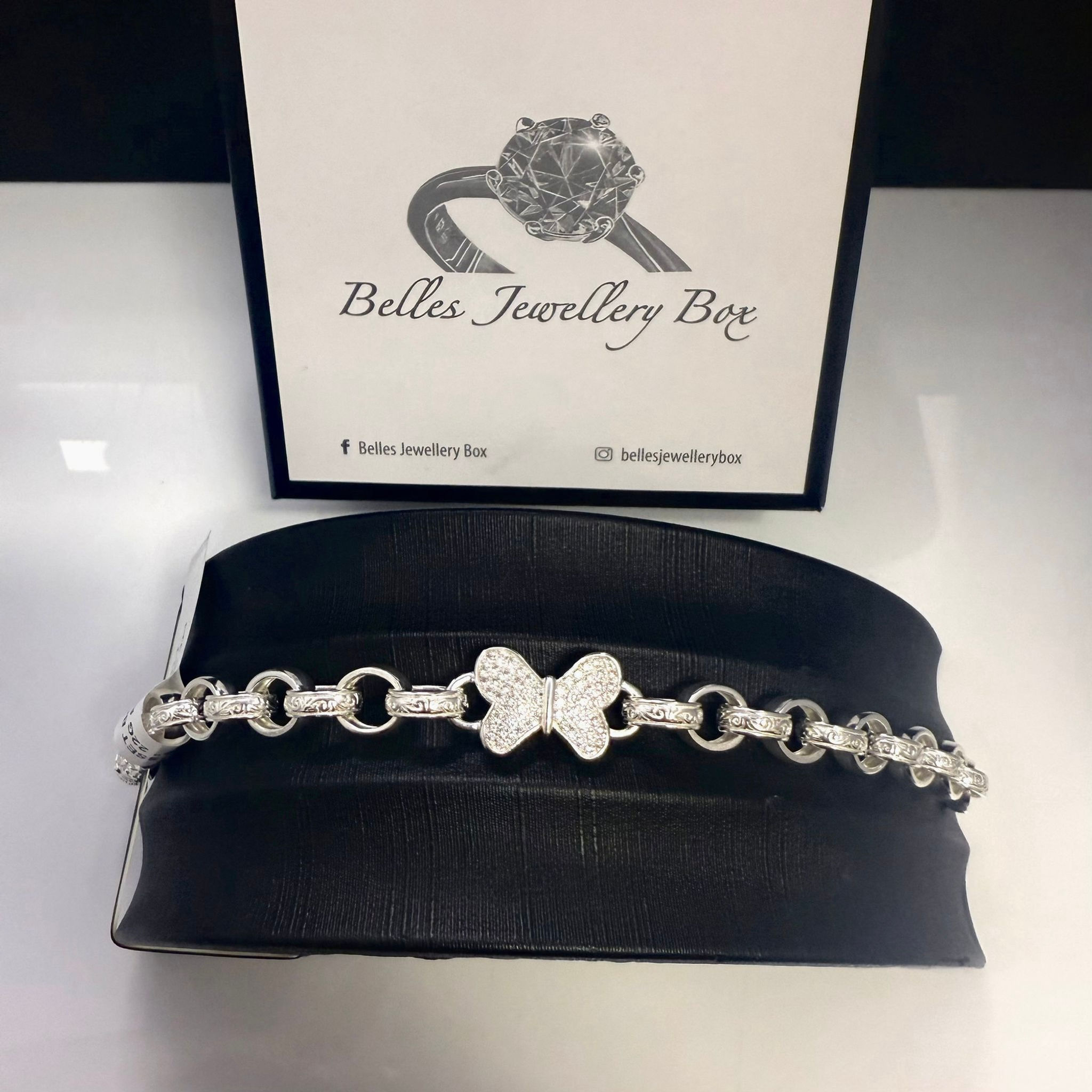 925 Sterling Silver P&P Stone Set Butterfly Belcher