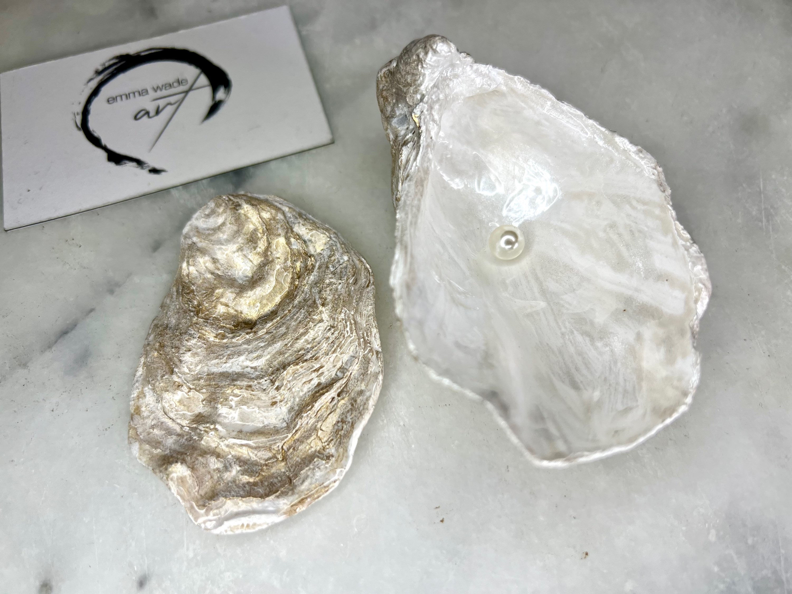 Gold Natural Pearl Oyster Box. Ring bearer box. Ring proposal box.