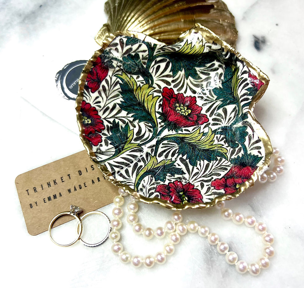 Peony Flower decorated scallop dish, anniversary gift, uk natural shell, decoupage dish, uk gifts, birthday sustainable gift