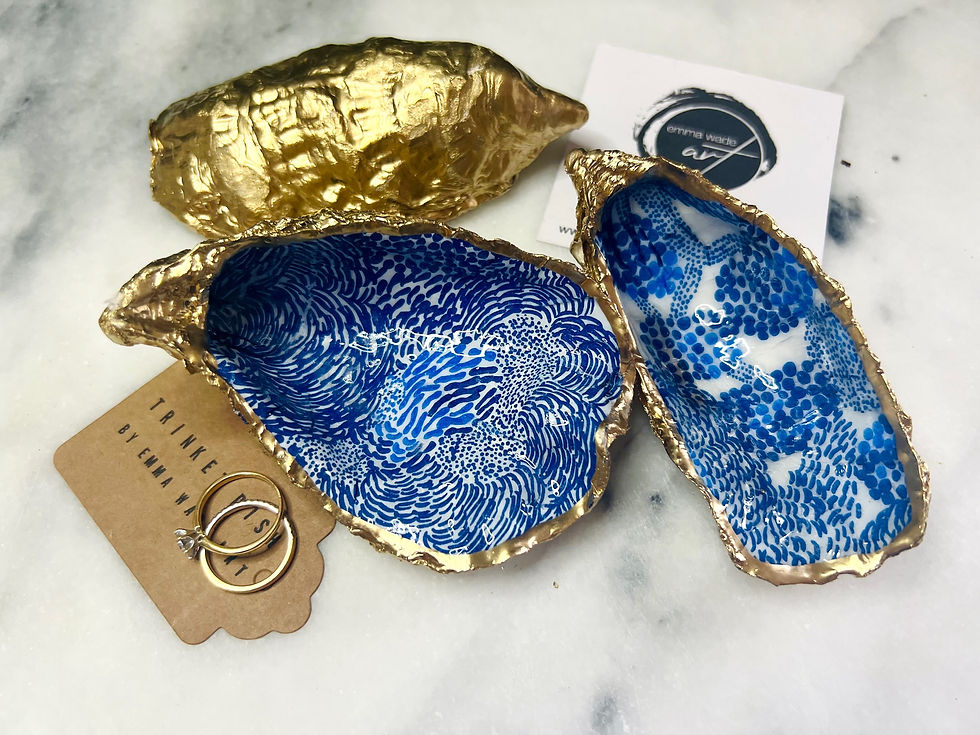 Marinekko Mynsteri Blue Floral Decorated Scallop dish, anniversary gift, decoupaged dish, uk gifts, birthday sustainable gift