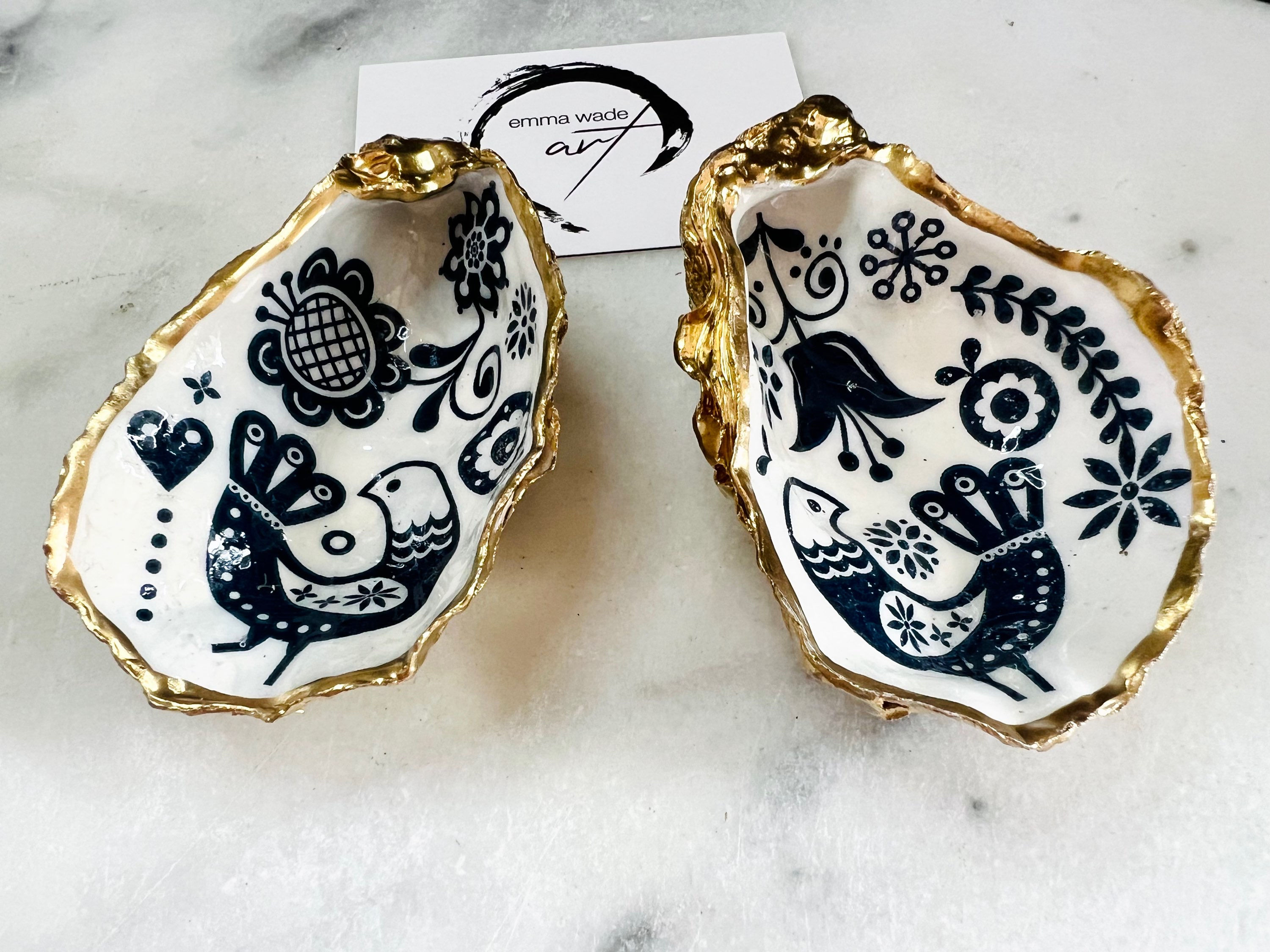 Marimekko Blue Birds, Dorset Oyster Shell Salt & Pepper pinch pots