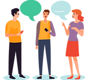 3 people talking to eachother clipart