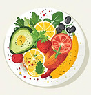 Balanced plate full of healthy foods to include in your meals