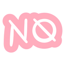 The words NO in pink bubble letters with transparent background