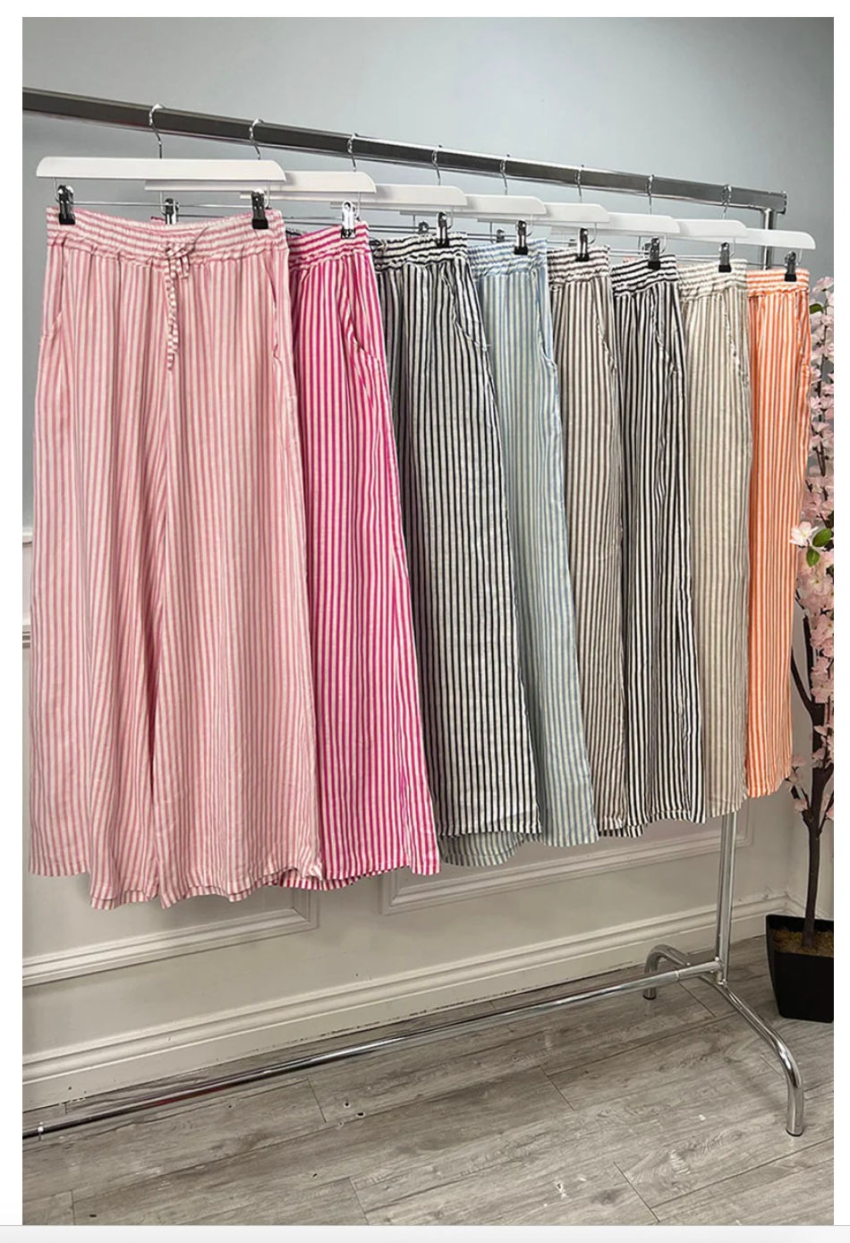 Thumbnail: Linen striped long pants