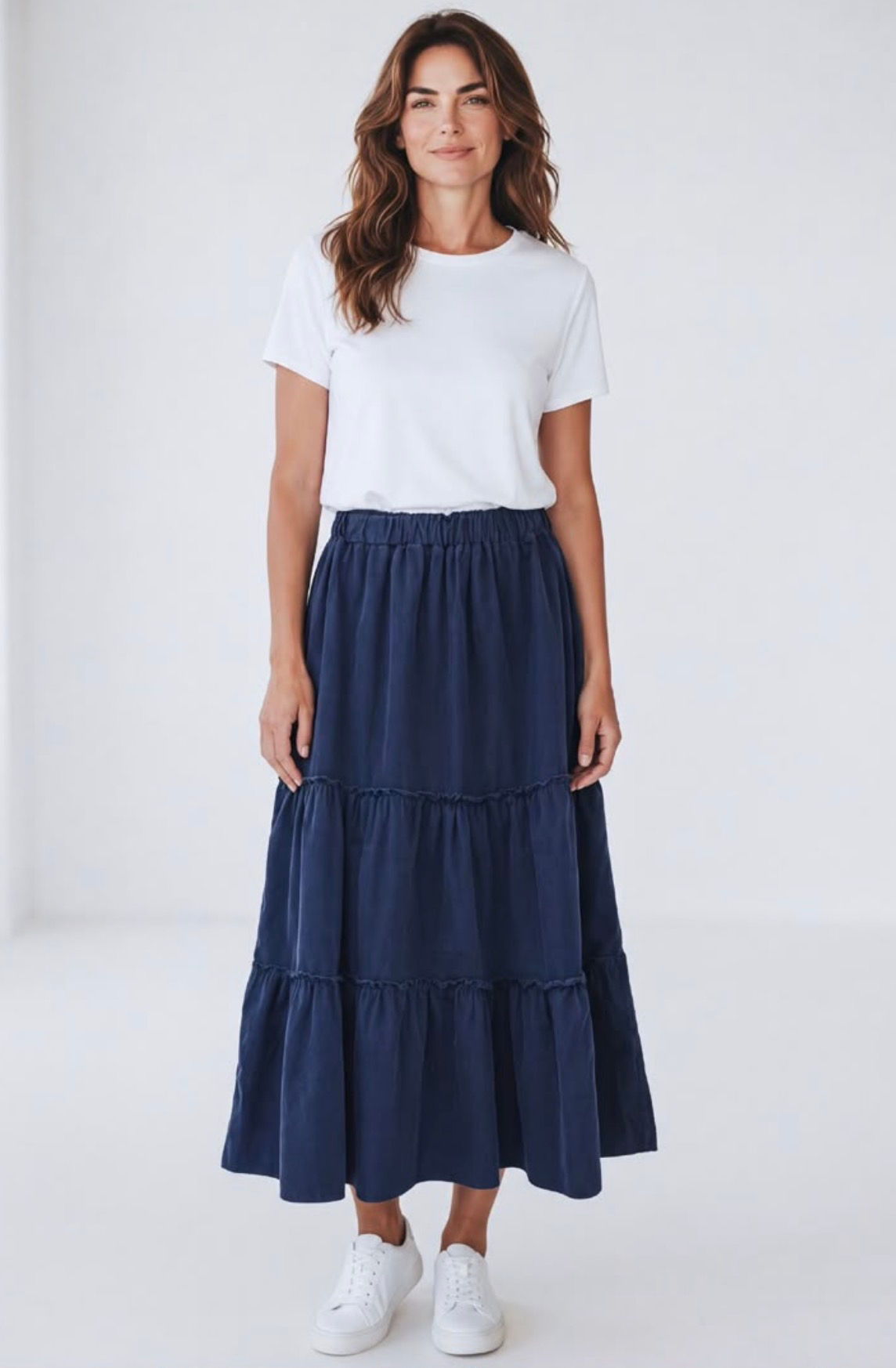 Corduroy tiered skirt