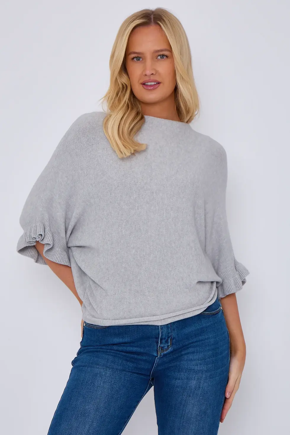 Thumbnail: Midi frill sleeve batwing jumper