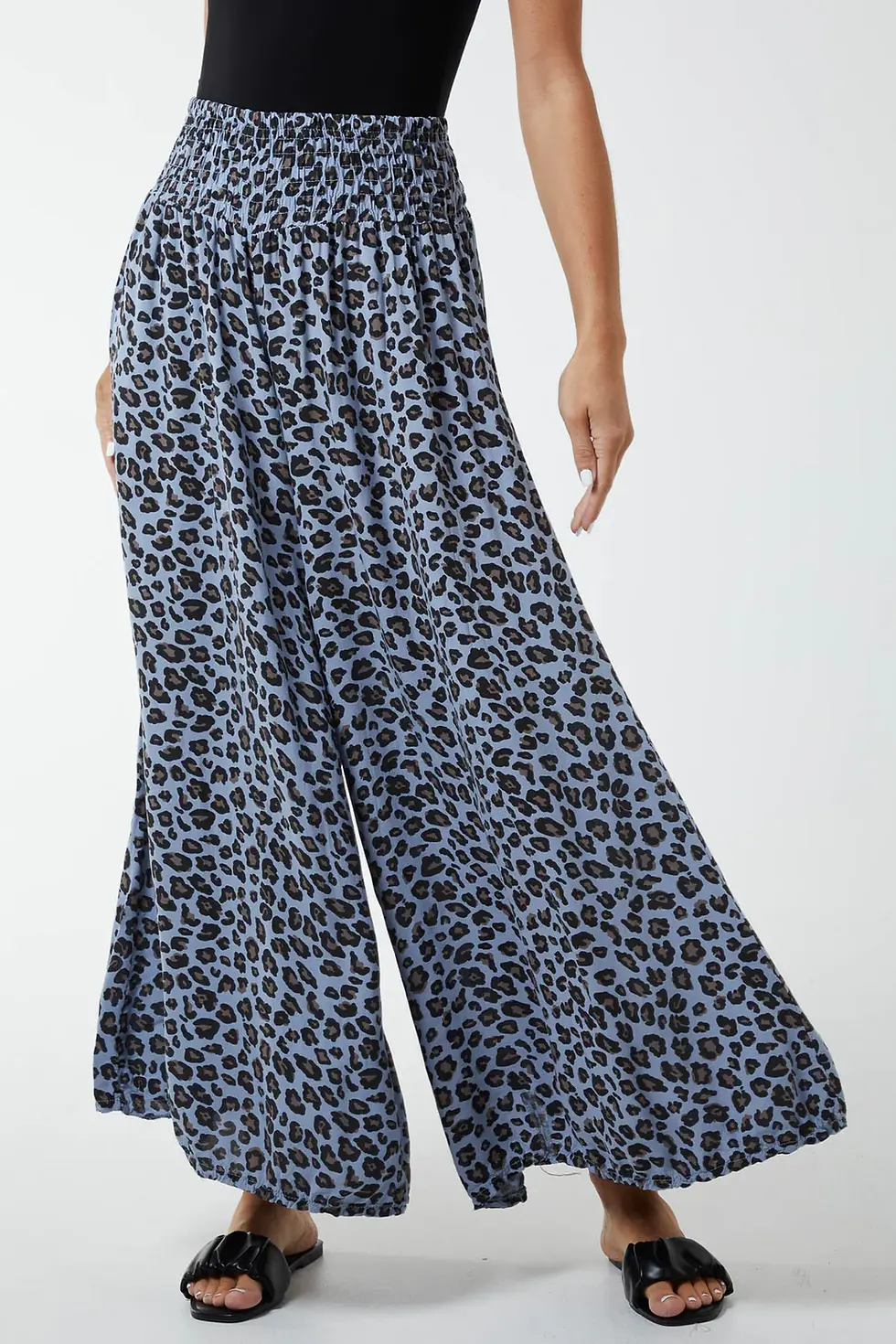 Thumbnail: Leopard shirred waist palazzo trousers