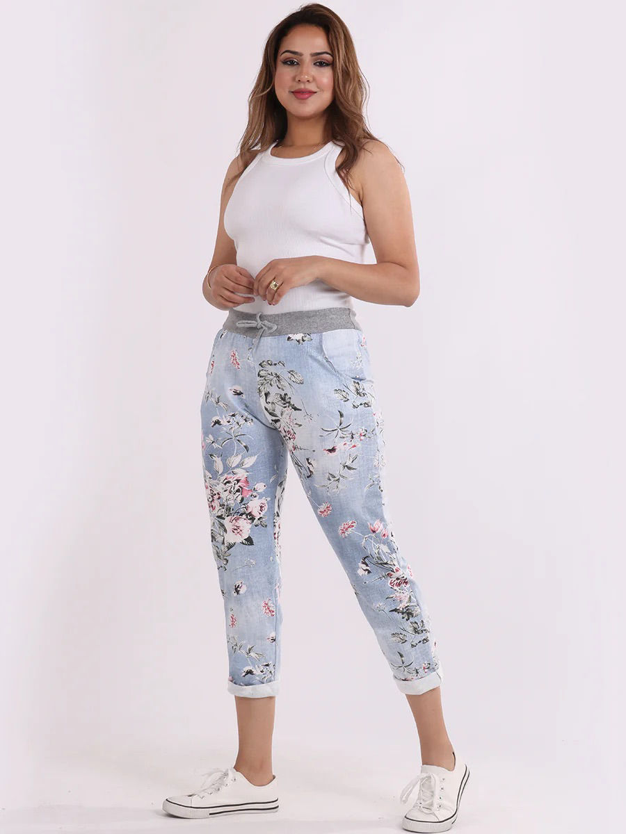 Thumbnail: Floral denim trousers