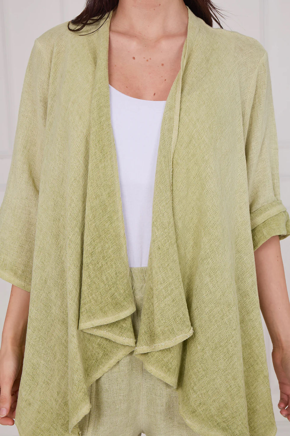 Thumbnail: Teabag linen mix waterfall shrug