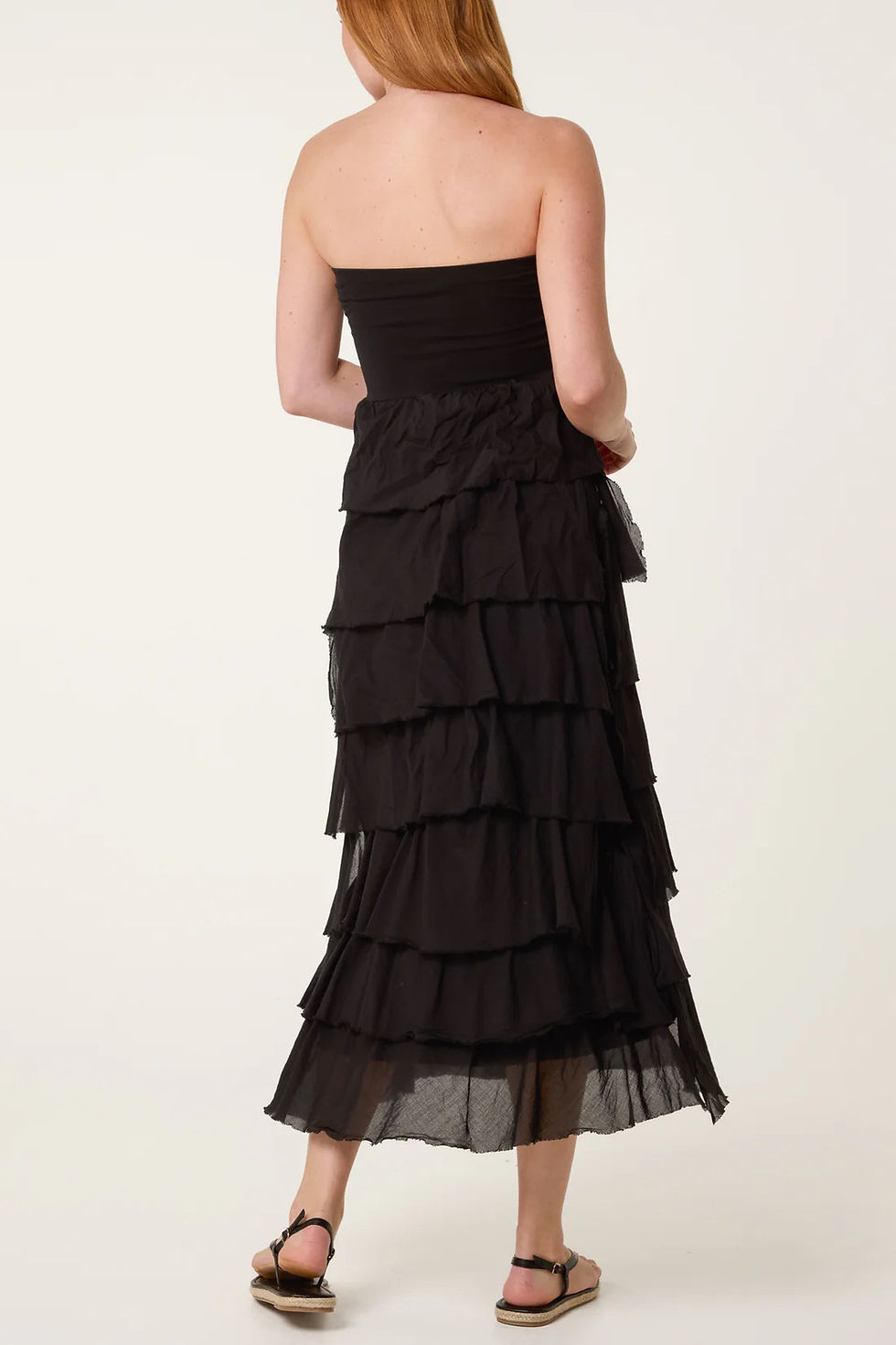 Thumbnail: Strapless cotton ruffle Maxi dress
