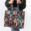 Thumbnail: Ikat print large velvet tote bag with internal pocket grey