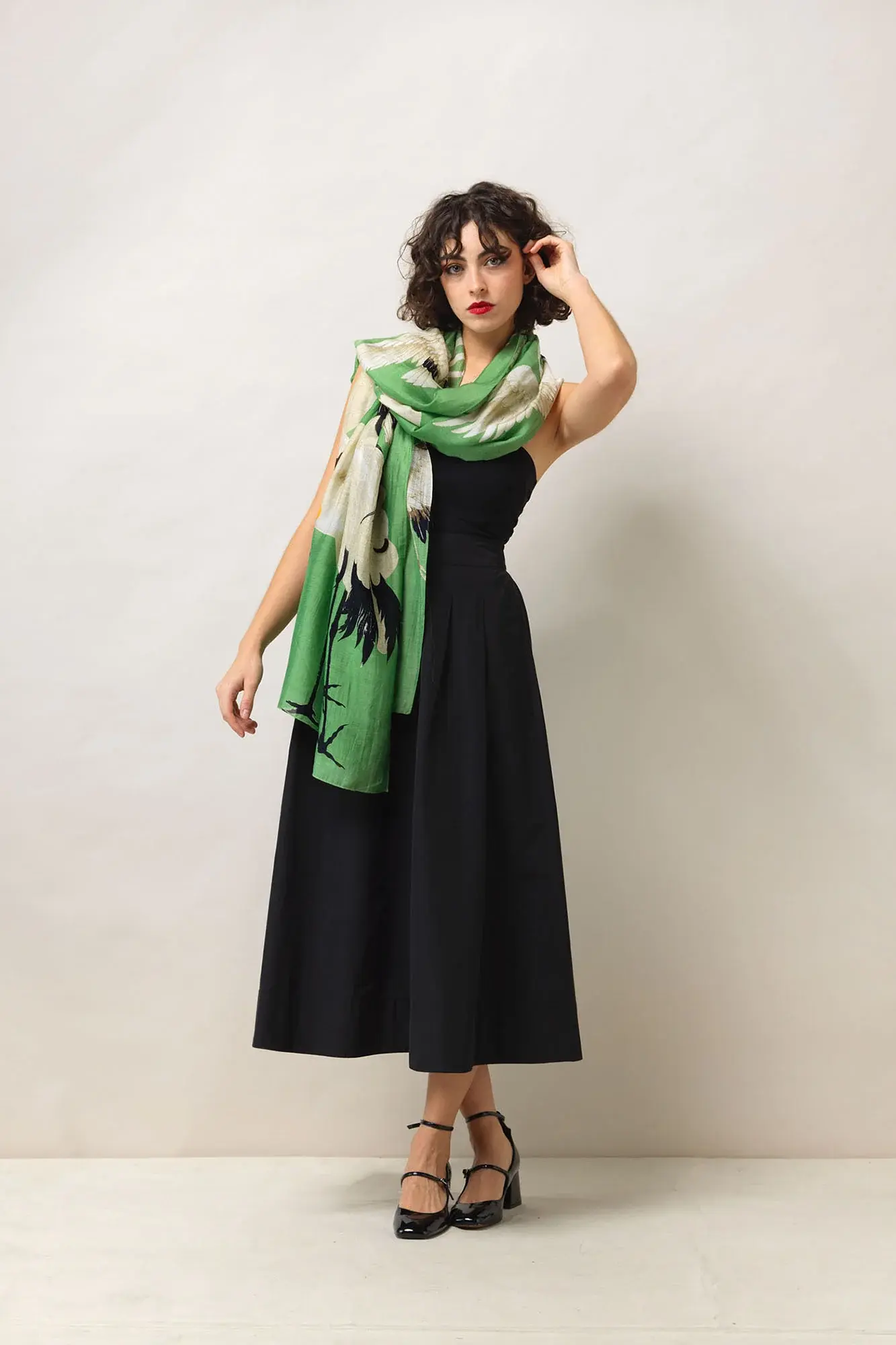 One Hundred Stars Stork Pea Green Scarf