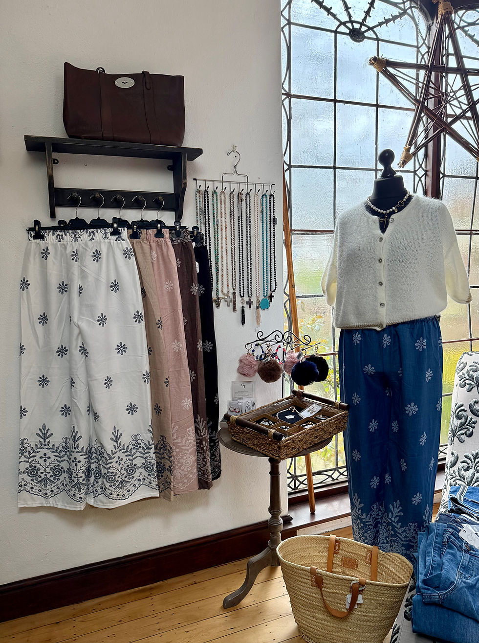 Thumbnail: Tangier linen mix embroidered wide leg trousers