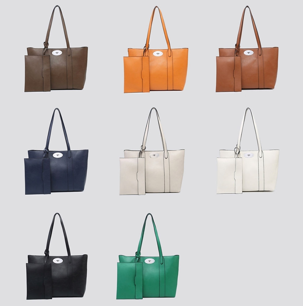 Thumbnail: Leather-look tote shoulder bag with purse