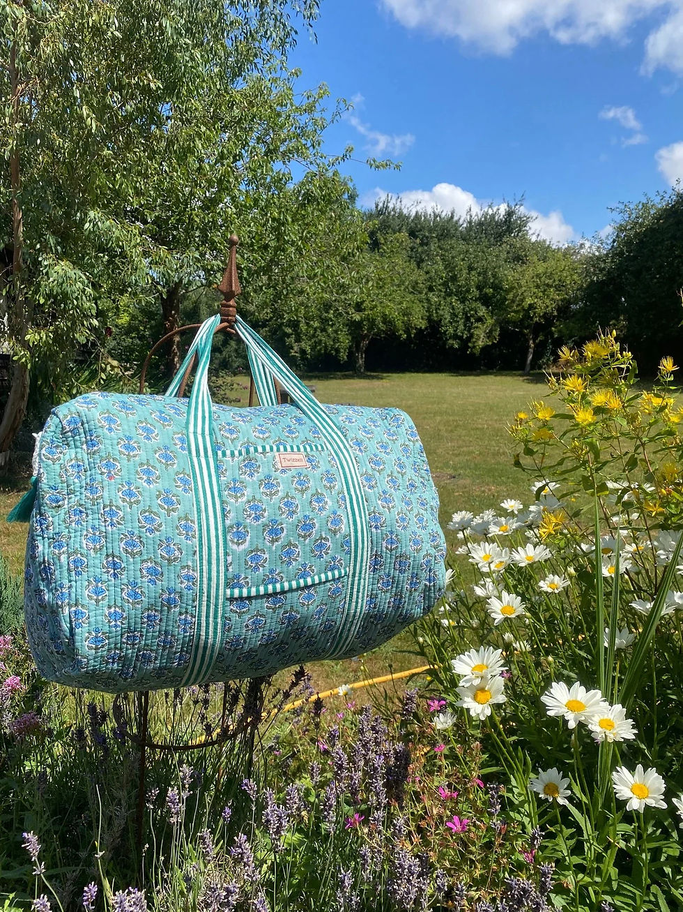 Thumbnail: Indian block print weekender duffle bags