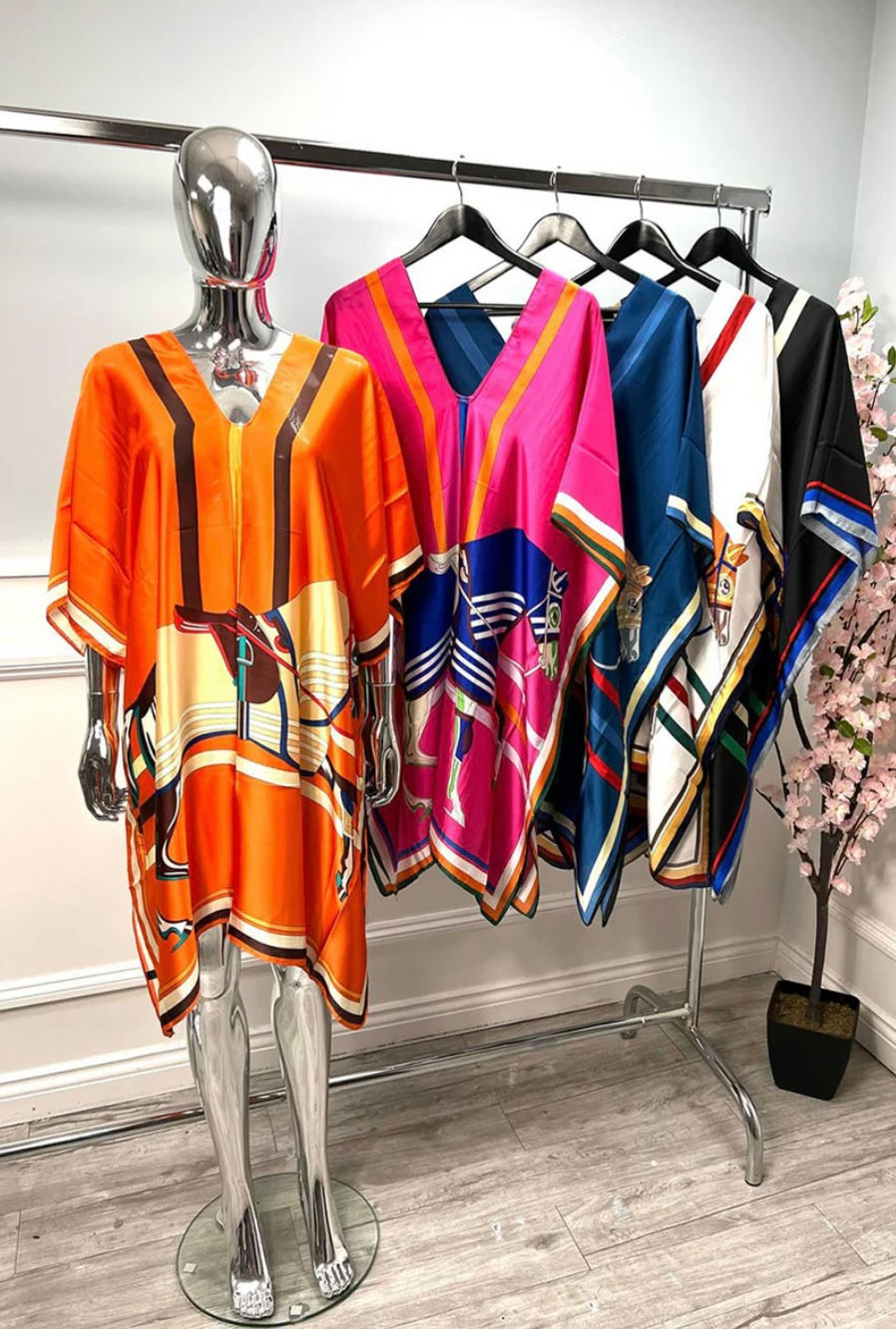 Thumbnail: Designer inspired horse print throw-over dress
