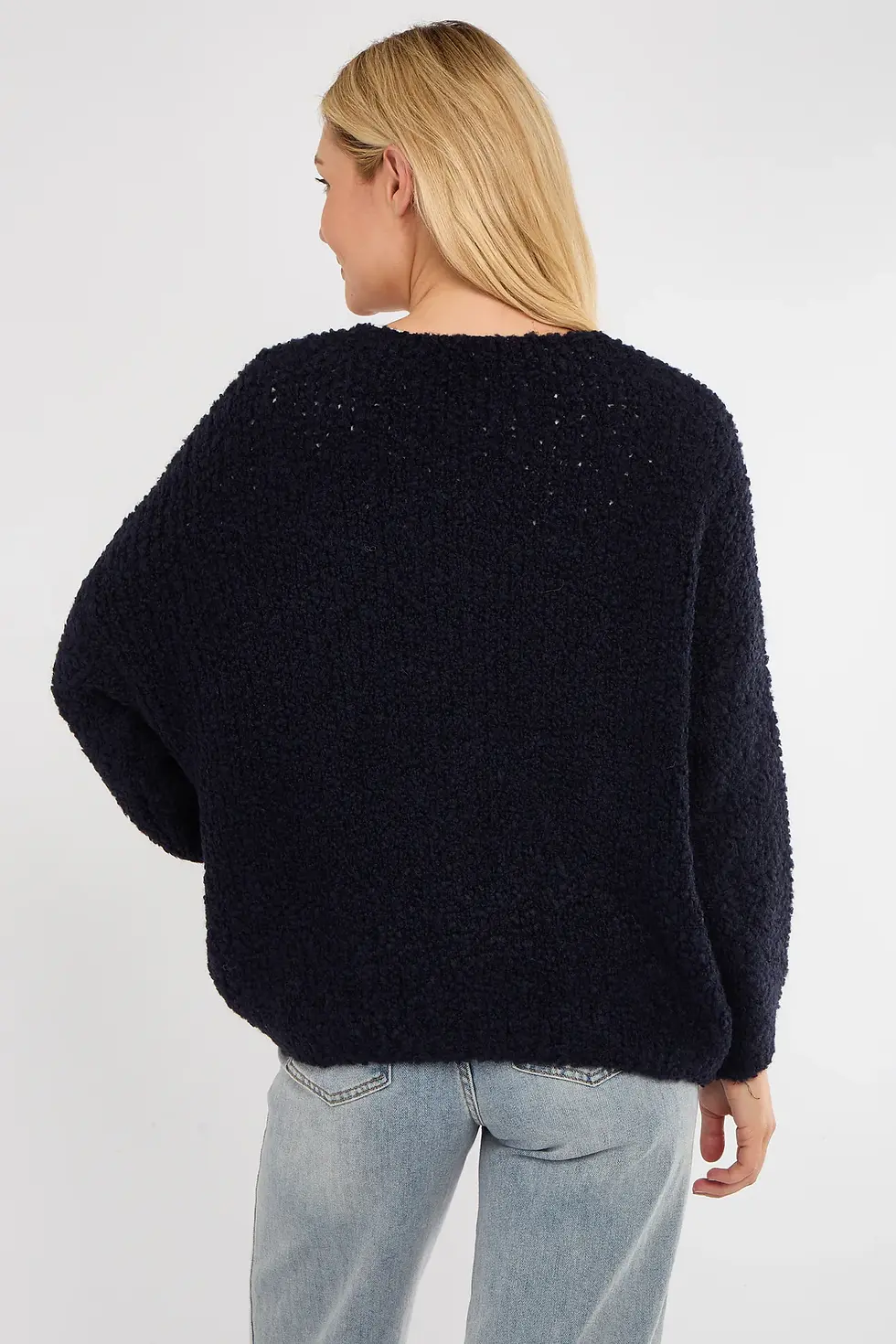 Thumbnail: Alpaca blend V-neck popcorn knit jumper