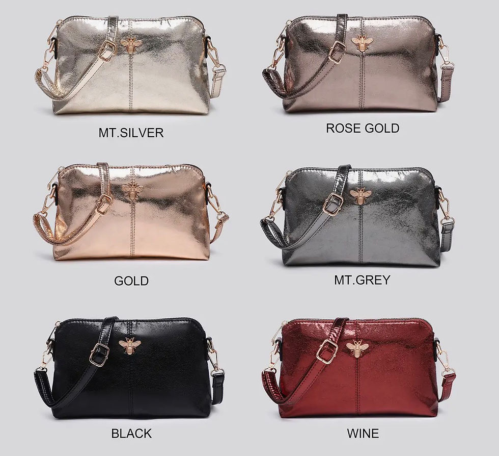 Thumbnail: Faux leather crossbody bag with bee logo 