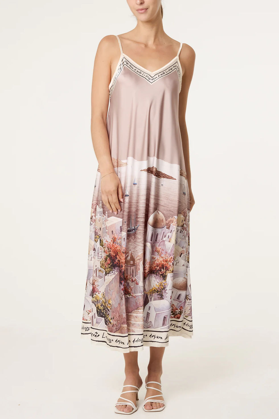 Thumbnail: Santorini cami border print swing dress