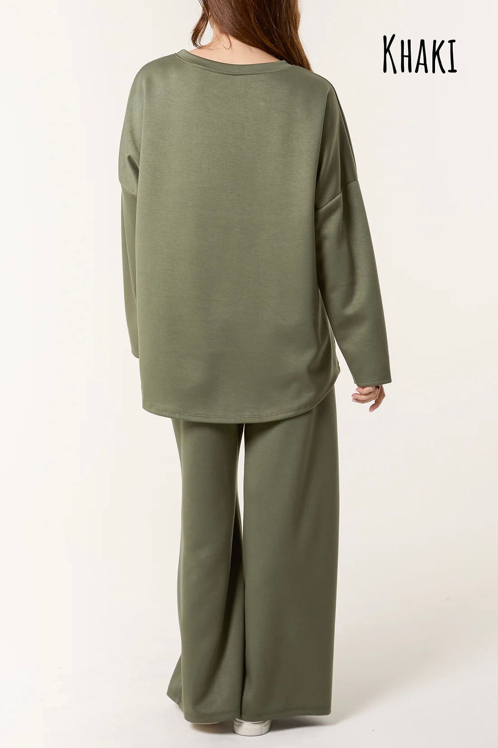 Thumbnail: soft touch sweatshirt and wide leg trouser suit set made in Italy
