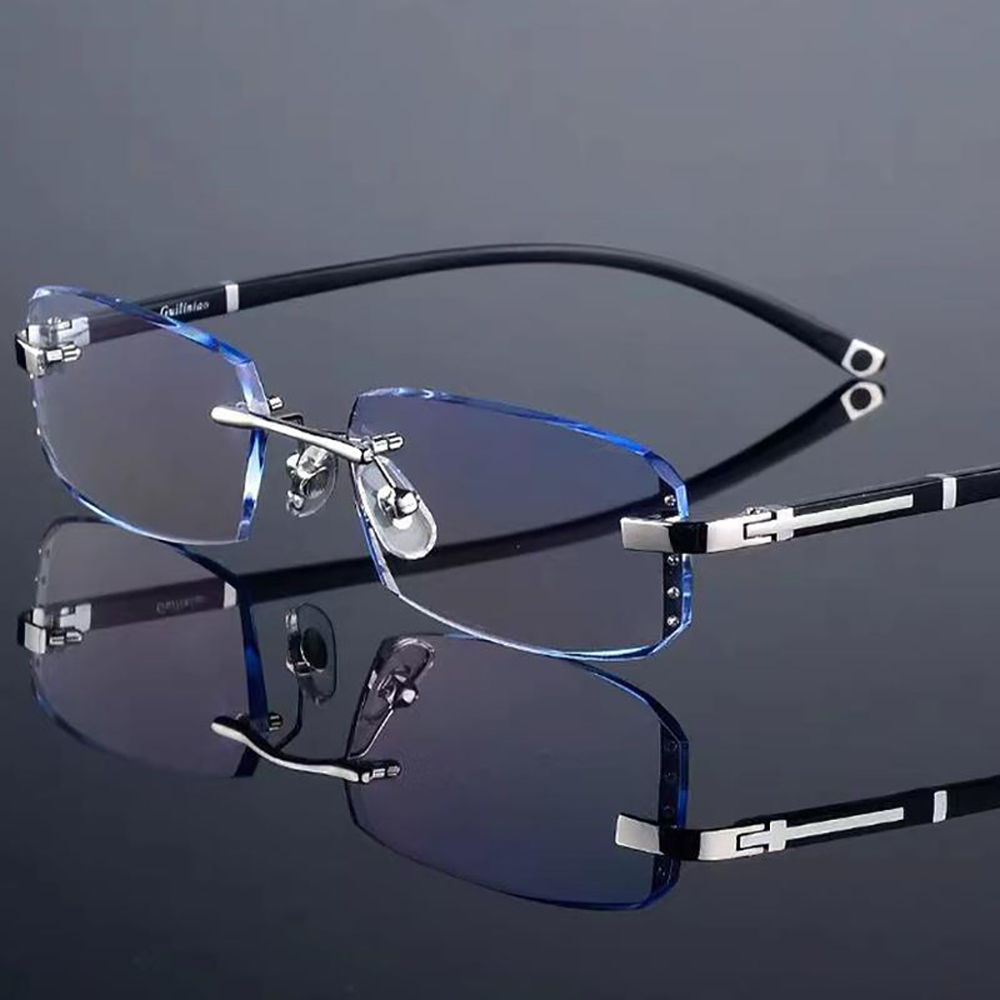 New Cut Edge Presbyopic Glasses Frameless HD Anti Blue Presbyopic Glasses Men's 