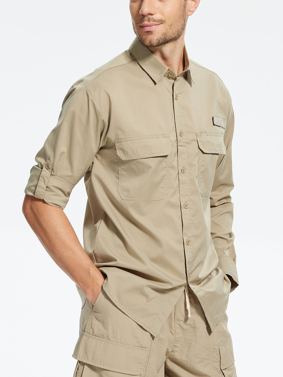 Thumbnail: Summer Men's UPF 50+ Casual Long Sleeve Fishing Shirts, Lightweight Tactical But