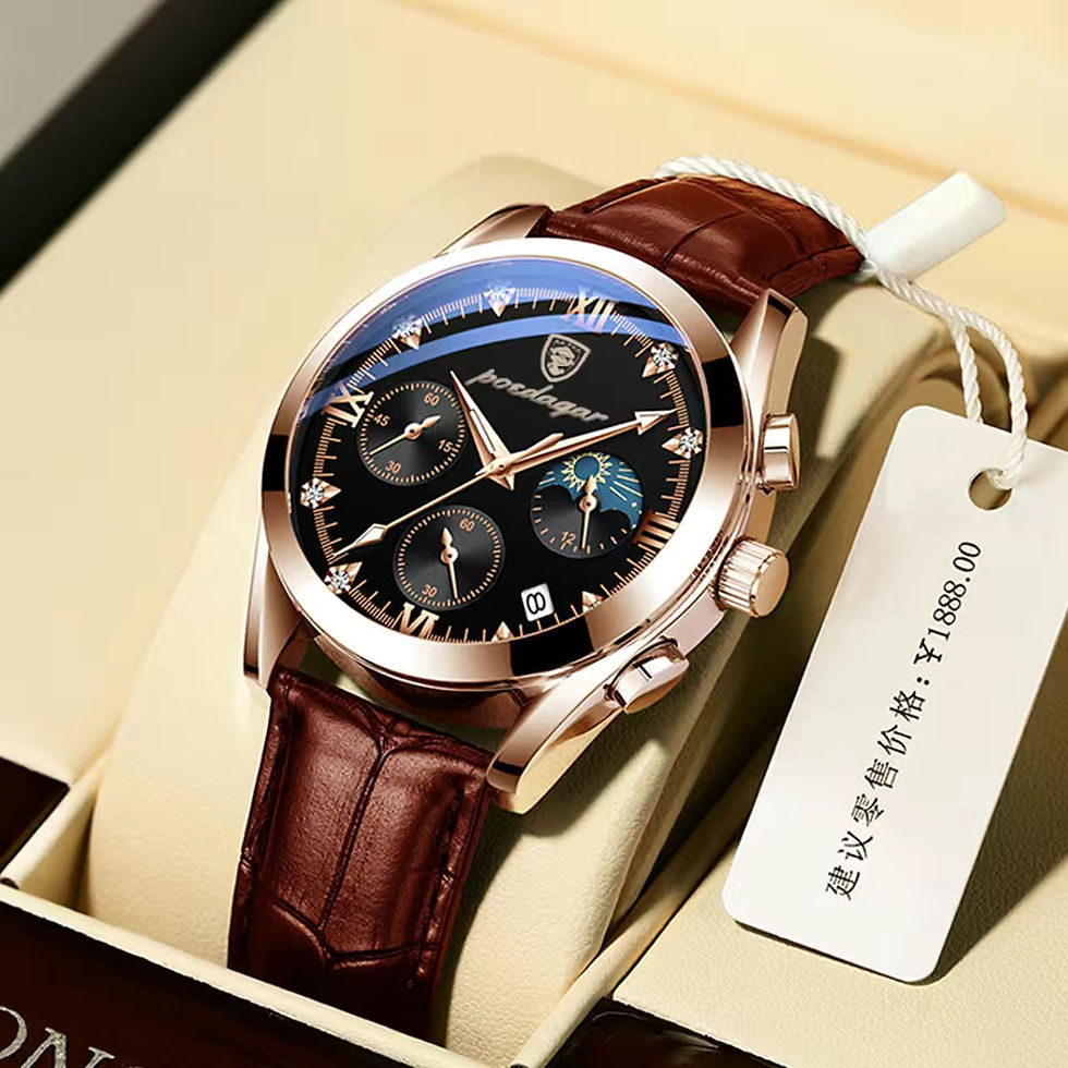 Thumbnail: POEDAGAR Men Watches Waterproof 2021 Fashion New Leather  Luminous Wristwatch To