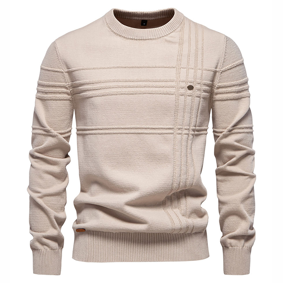 Thumbnail: AIOPESON Mens Crewneck Pullover Sweater Knitted Cotton Stripped Quality Autumn W