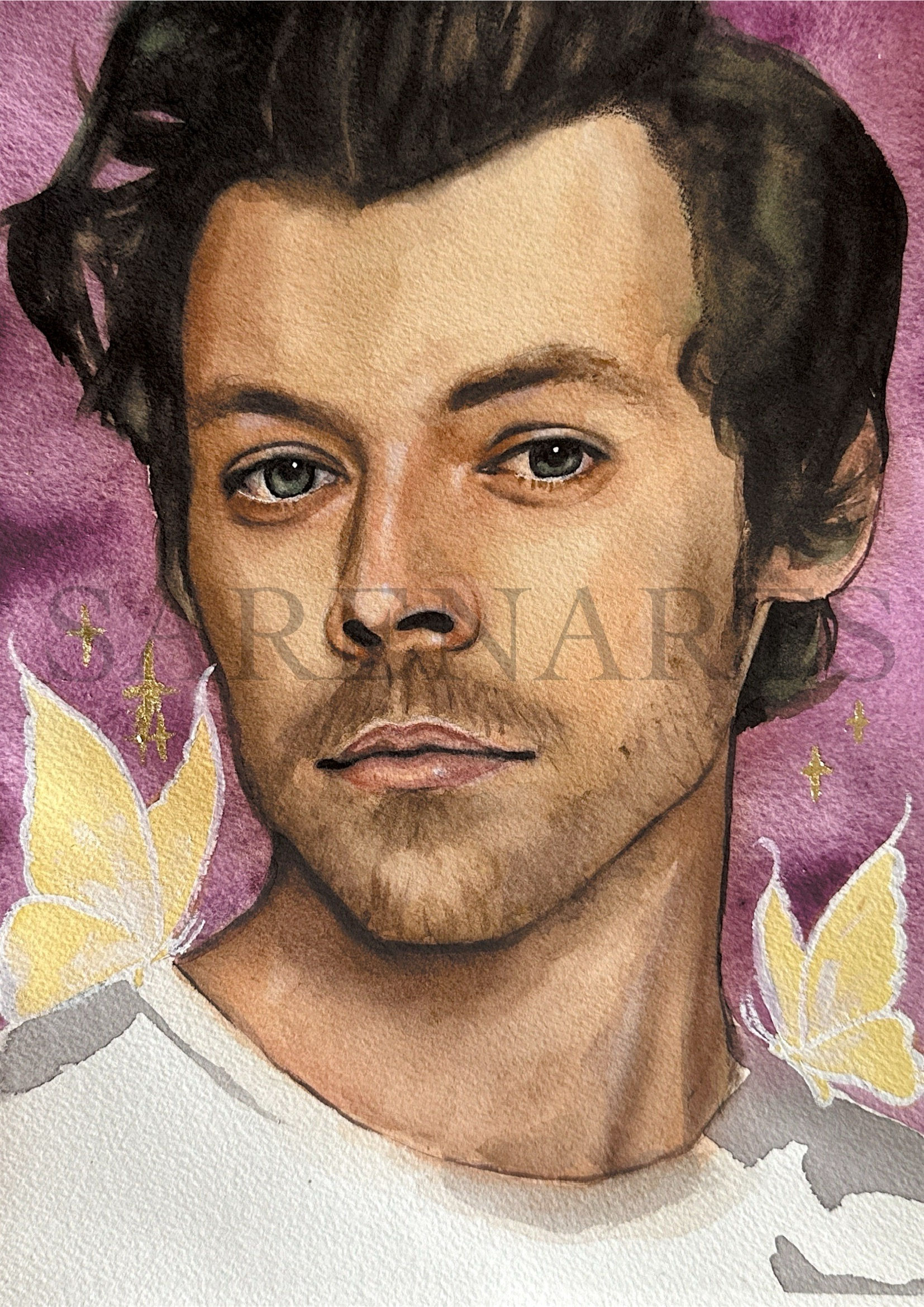 Aperture | Original Watercolour Portrait with Gold Leaf