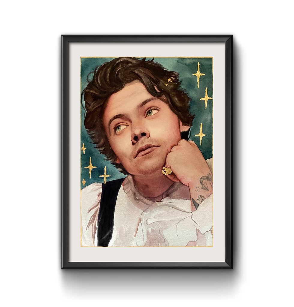 Harry Magical Art Print - Watercolour with Gold Leaf