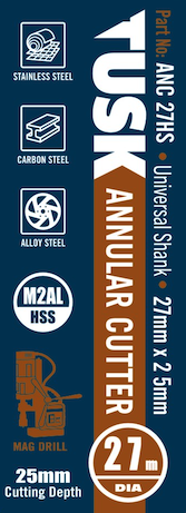 Thumbnail: Annular Cutter 27mm x 25mm HSS