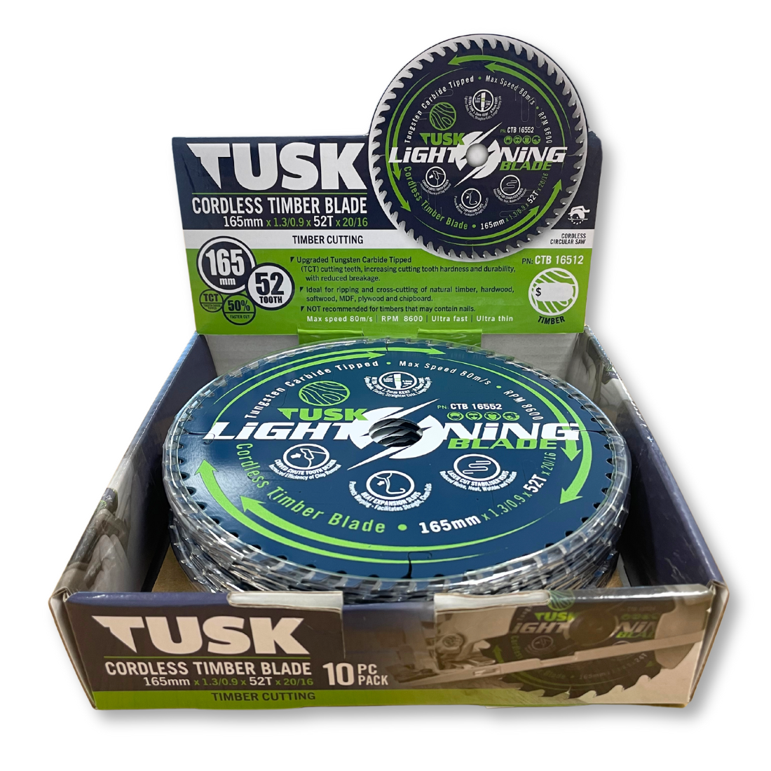 Tusk Cordless Timber Blade 185x1.3/0.9x40Tx20/16 10pcs Set