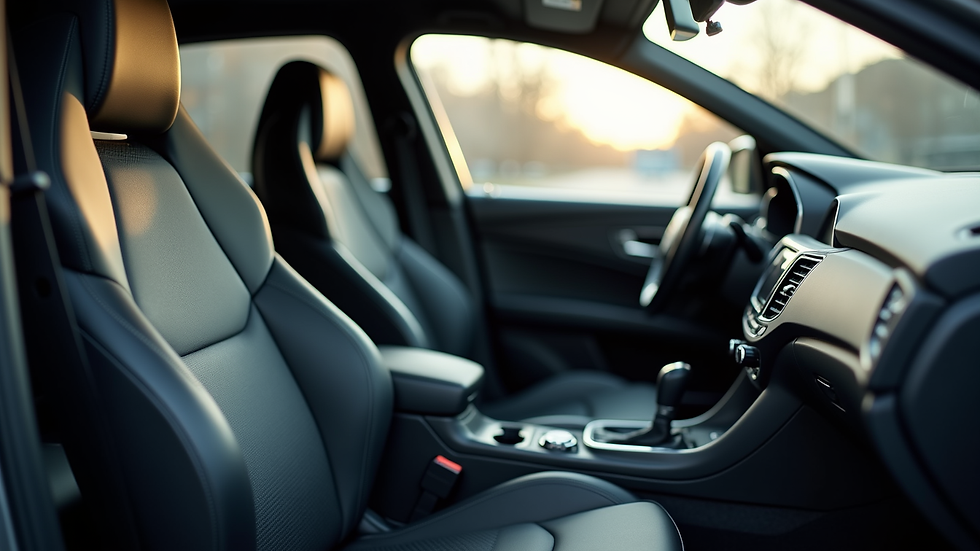 Close-up view of a clean and polished car interior ready for passengers