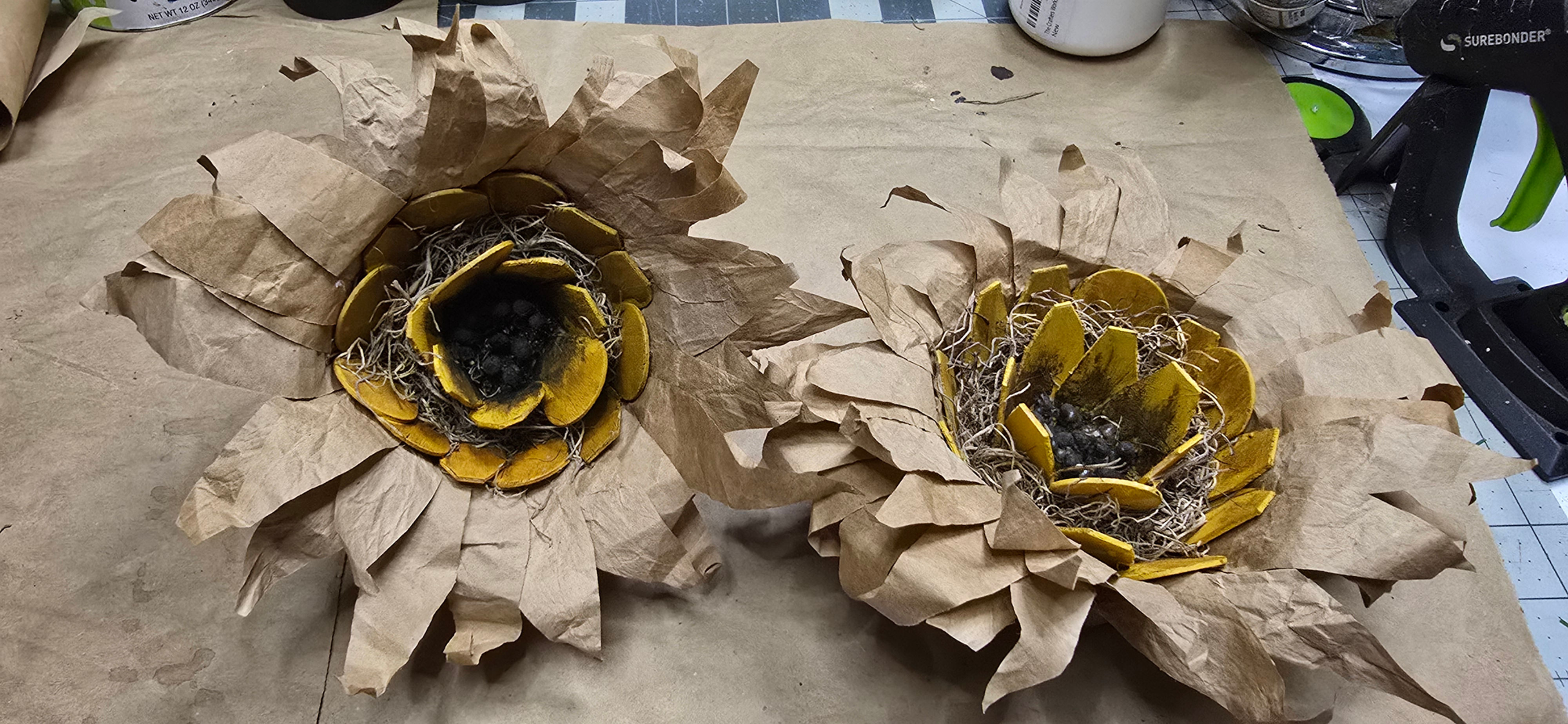 Sunflowers 8" large Handmade Repurpose Paper