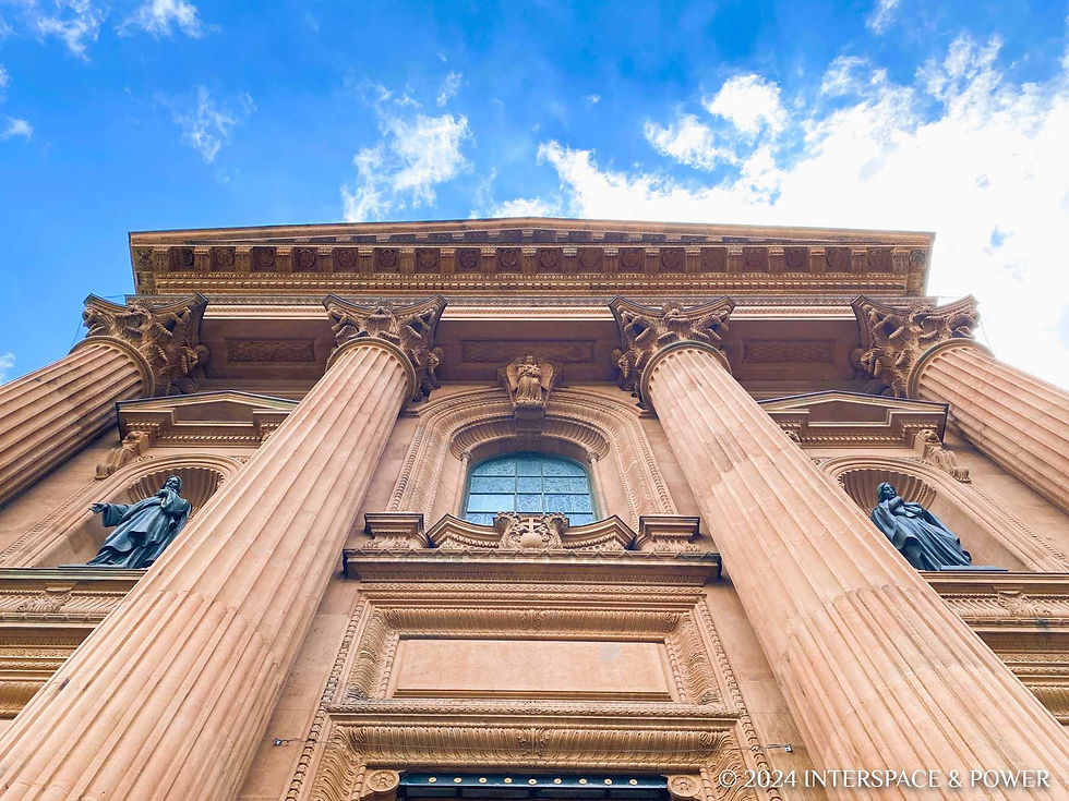 Corinthian columns and pediments of Cathedral Basilica of Saints Peter and Paul, Philadelphia