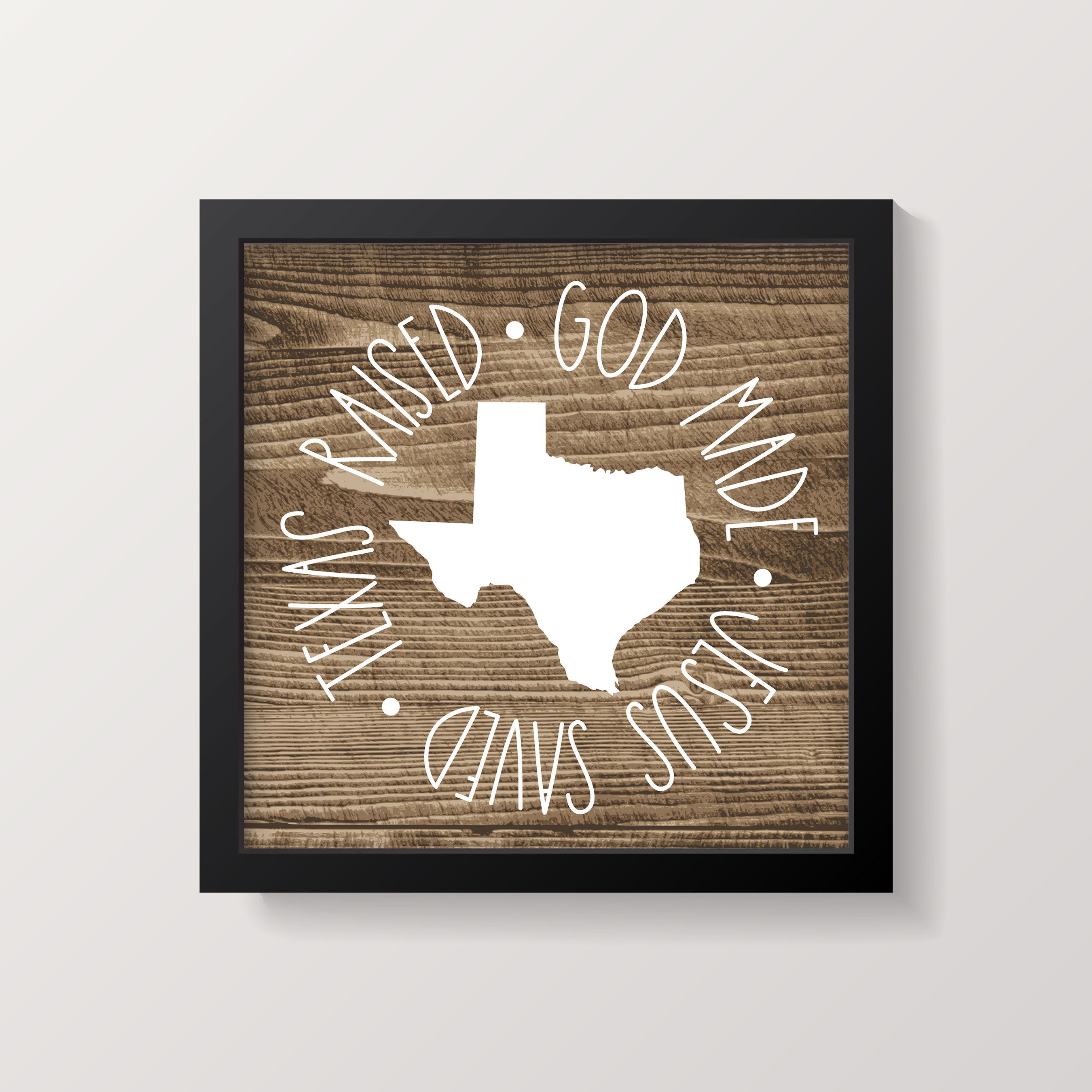 Texas Raised-Wood Print