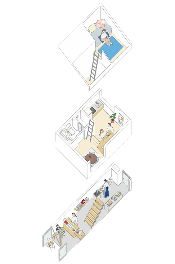 花小金井のハナコベース E号室の立体間取り図